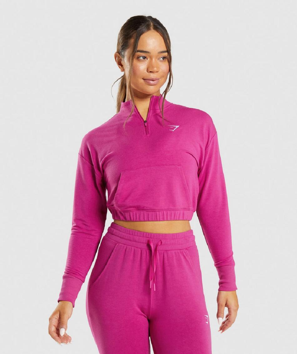 Correr Con Capucha Gymshark Entrenamiento Pippa Pullover Mujer Rosas | CO 2599FDN